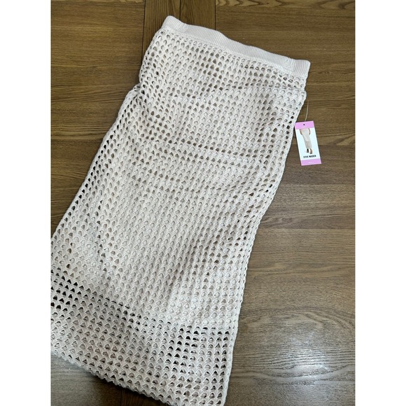 Steve Madden Dresses & Skirts - Steve Madden Beach Cover Up Skirt Crochet Knit Open Weave Neutral